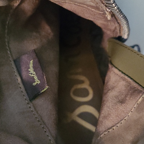 Sam Edelman Louis Louie Taupe Green Suede Leather Fringe Ankle Boots 10 Western - Picture 12 of 14